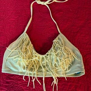 Fringe Bikini Top in neon yellow